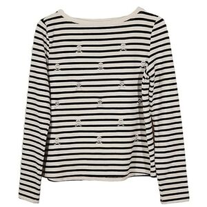 1051 * Betsey Johnson Striped Long Sleeve Top Silver Skulls Size Unknown